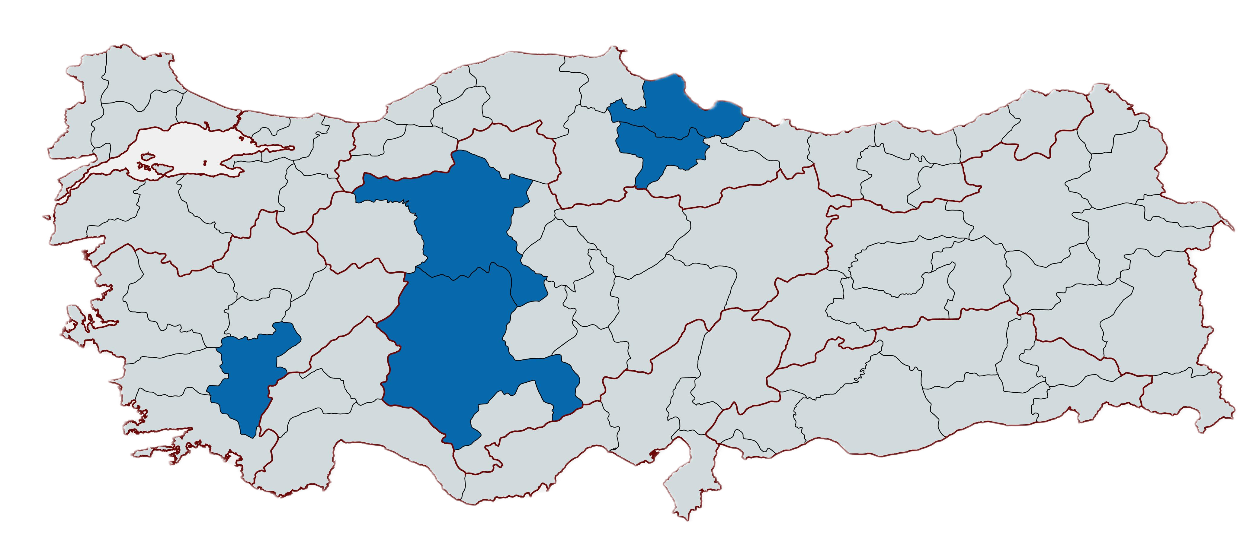 Türkiye Haritası - Kupa Coffee Şubeleri